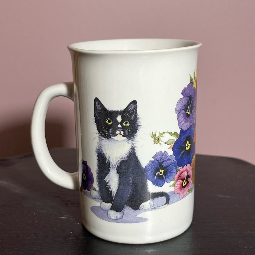 Cat-Themed Ceramic Mug with Black and White Design